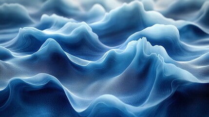 Obraz premium Abstract Blue Waves Digital Landscape Art