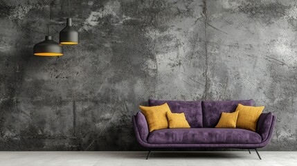 Transform your living space with a modern purple sofa a stylish approach to contemporary interior design in a trendy urban setting
