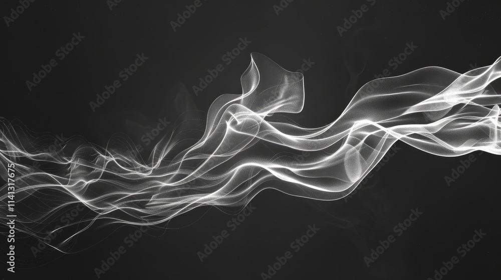 Aufkleber a flowing pattern of translucent smoke against a dark background, creating a sense of movement.