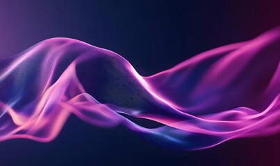 Obraz premium Abstract pink and purple wavy shape on dark background.