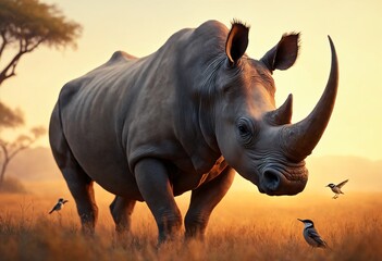 Fototapeta premium Black Rhinoceros or Hook-lipped Rhinoceros (Diceros bicornis)