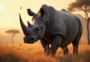 Fototapeta premium Black Rhinoceros or Hook-lipped Rhinoceros (Diceros bicornis)