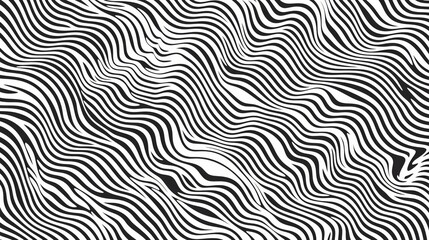 Obraz premium Seamless geometric wave pattern with bold monochrome ripples, featuring a linear weaved grid design and thin interlaced swatch for a stylish, modern background texture.
