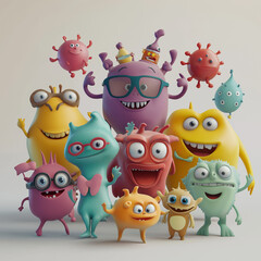 Obraz premium Cheerful Cartoon Virus