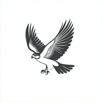 recommend clip art: Flying peregrine falcon bird logo symbol silhouette on a white background