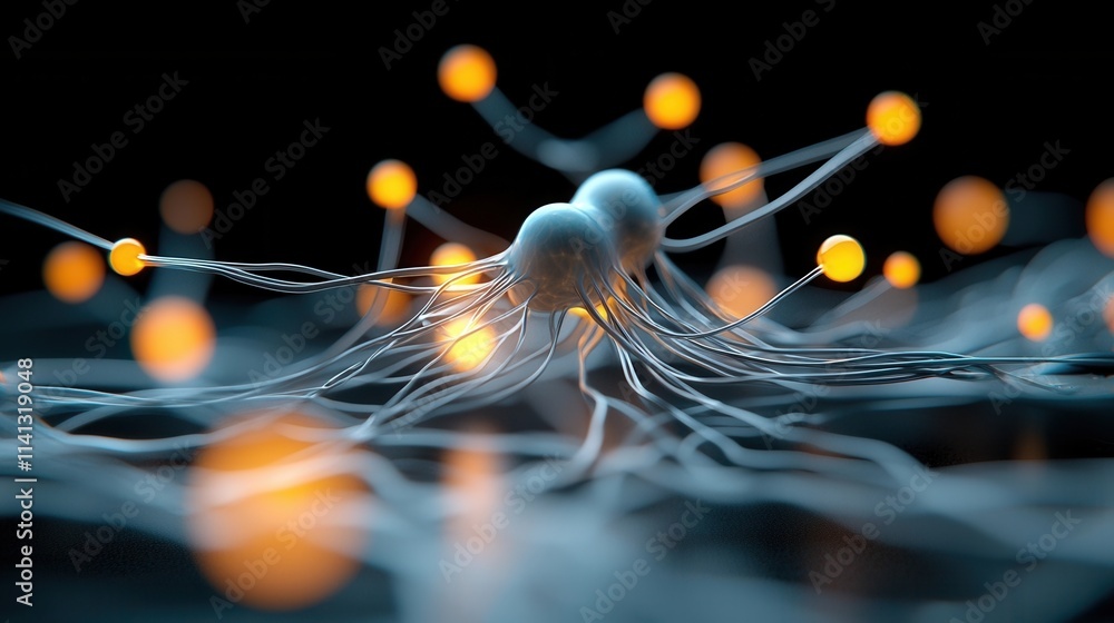 Aufkleber intricate network of neurons glowing with futuristic energy representing the complex communication a