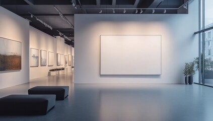 Blank Canvas in Modern Art Gallery
