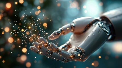 Powerful water splash and droplets flowing dynamically from human hand pouring transparent liquid from a glass bottle or container creating a refreshing energy filled