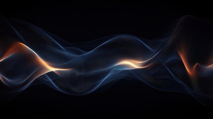 Obraz premium Elegant abstract waves of blue and orange light flowing gracefully against a dark backdrop.