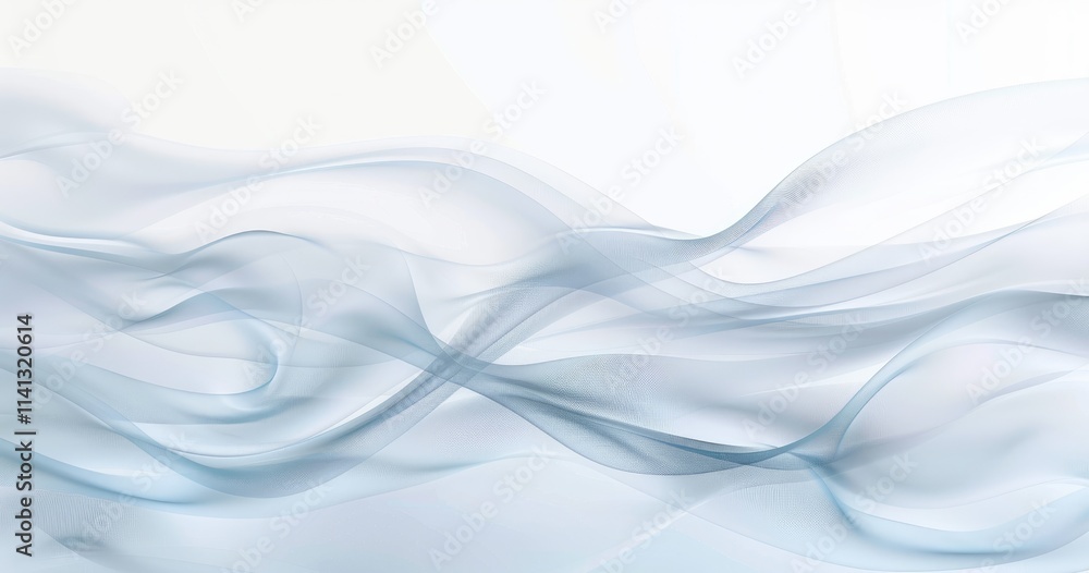 Poster abstract waves in soft blue tones create a serene and calming visual effect.