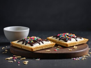 Fototapeta premium Pop-Tarts, showing the golden-brown crust and the glossy icing on top.