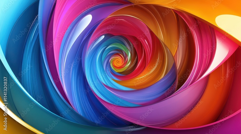 Aufkleber a vibrant swirl of colorful abstract shapes creating a hypnotic spiral pattern.