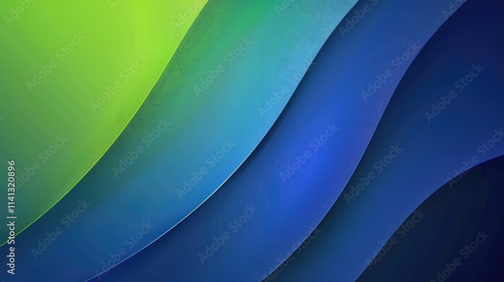 Poster abstract waves in gradient shades of green and blue create a soothing visual effect.