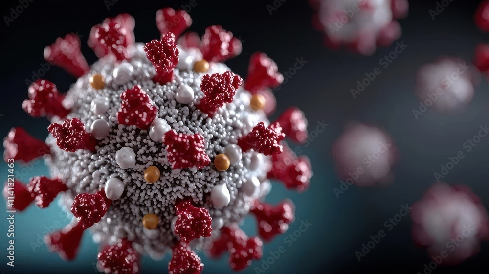 Poster microscopic close up view of the novel coronavirus structure displaying its molecular components and