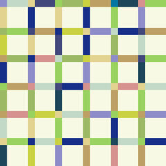 pattern of colorful lines making colors on squares, on texture decorations on a soft yellow backgroun and neon and brilliant colors