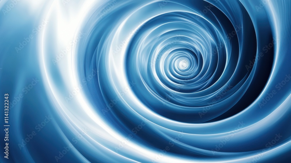 Poster a mesmerizing spiral in shades of blue, creating a sense of depth and movement in a fluid, abstract 