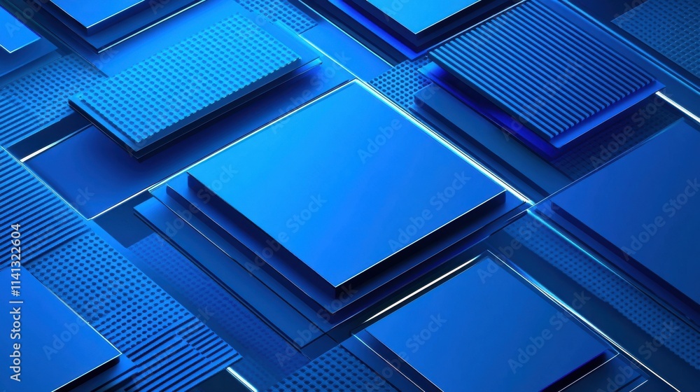 Aufkleber a captivating abstract design with layered blue squares, creating a modern and tech-inspired aesthet