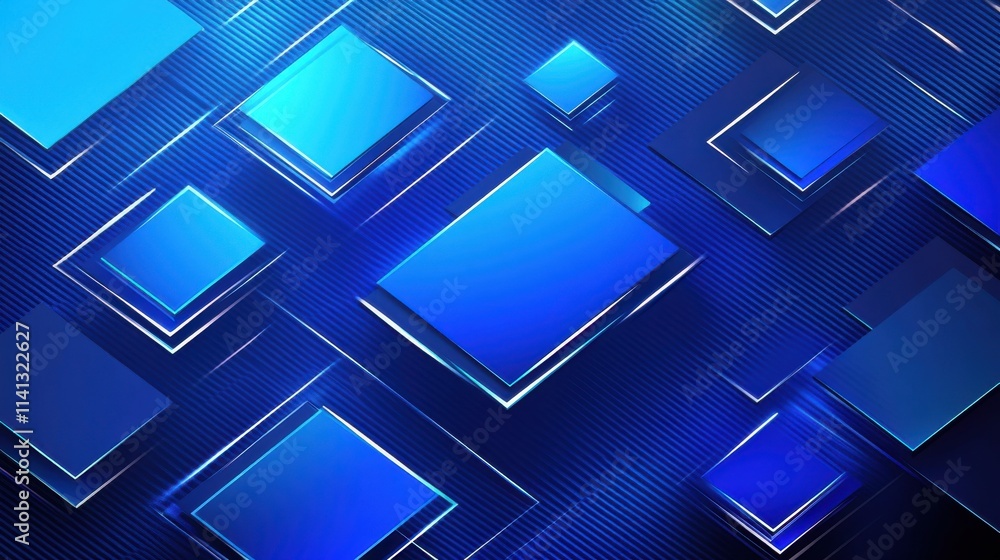 Poster abstract blue geometric shapes create a modern, dynamic background with vibrant tones and gradients.