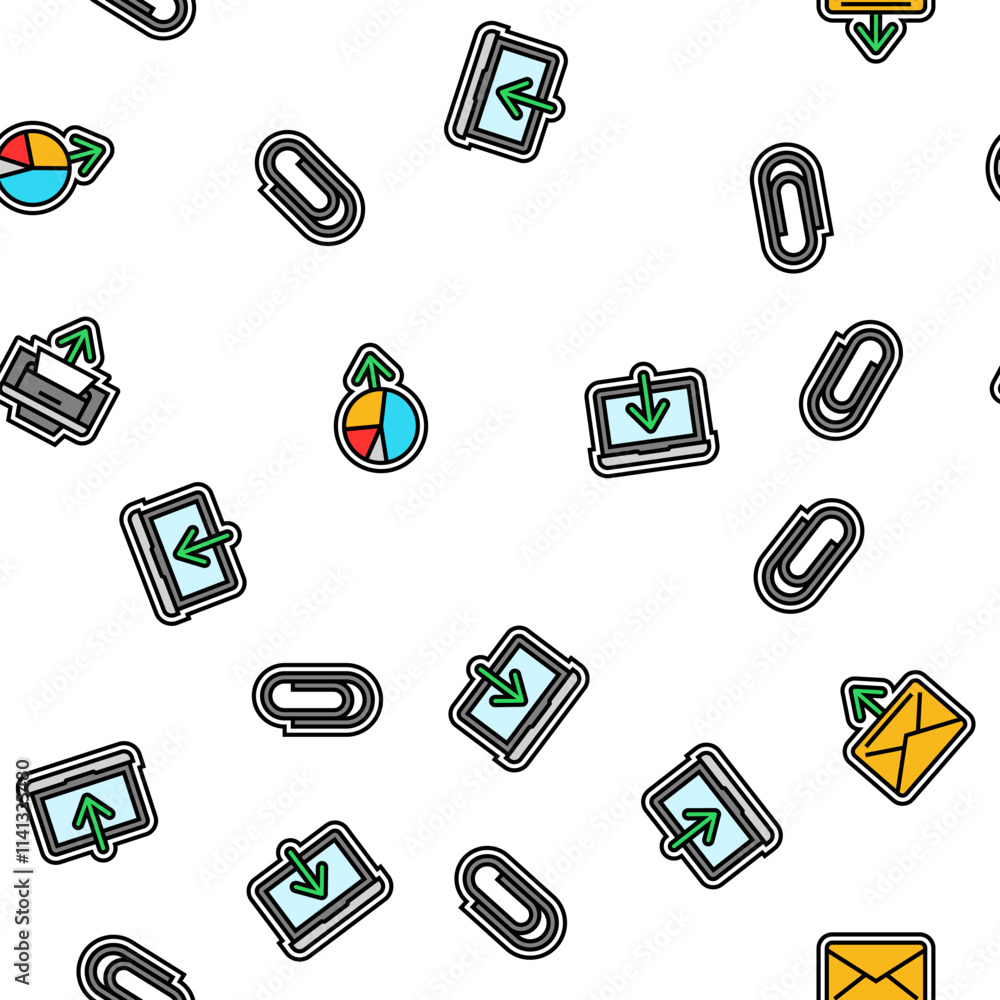 Poster download file computer data vector seamless pattern thin line illustration