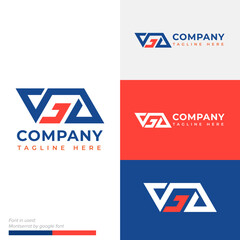 iconic strong triangle also initial VGA or V and G and A logo symbol icon flat stock vector design