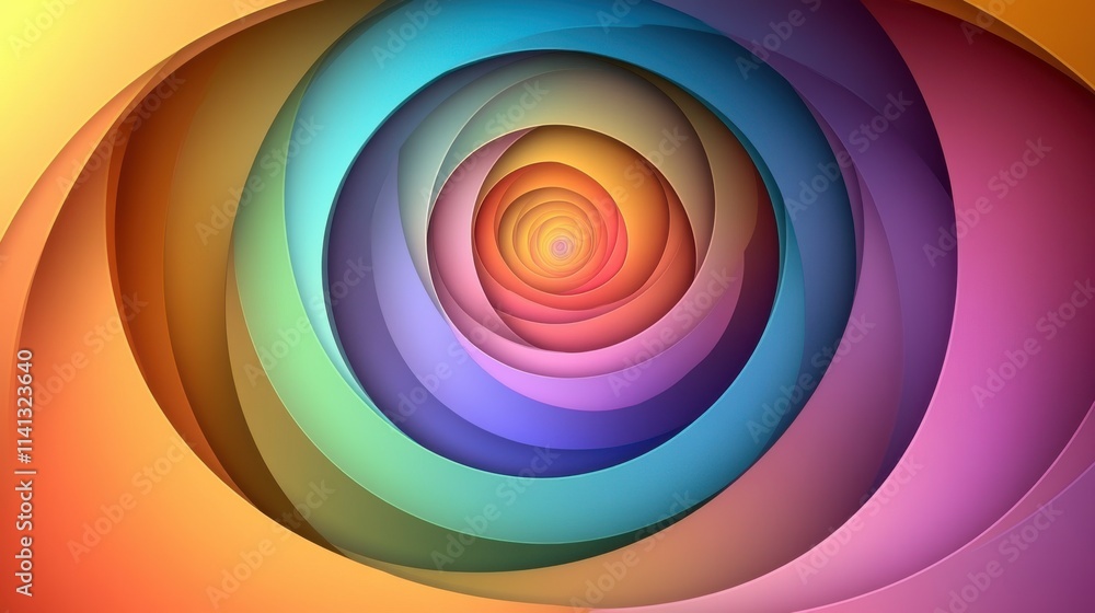 Poster a vibrant spiral of colors in soft hues, creating a stunning abstract pattern that draws the eye inw