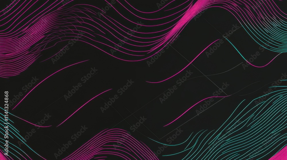 Poster colorful abstract waves in pink and teal on a dark background create a lively and modern visual effe