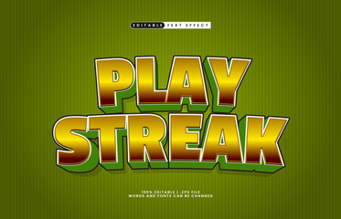 play streak editable text effect with a game and play text style