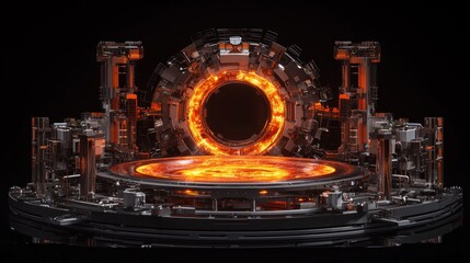Futuristic Metal Device With Glowing Orange Core