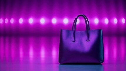 A stylish purple handbag stands out against a vibrant pink background, showcasing modern design and elegance.