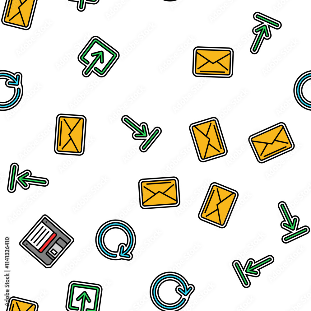 Poster download file computer data vector seamless pattern thin line illustration