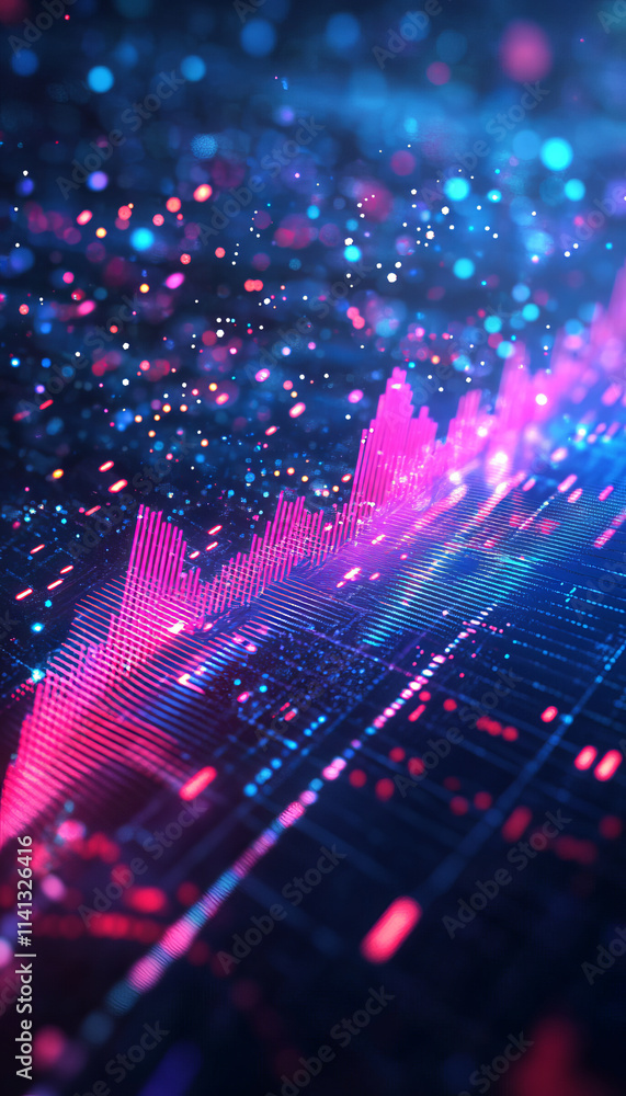 Aufkleber vibrant stock market graph with fluctuating lines and colorful data points