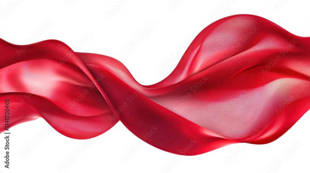 Poster flowing red silk fabric with soft, wavy patterns, creating an elegant and dynamic visual effect.