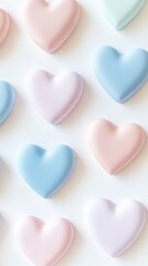 Obraz premium Minimalist heart-shaped pattern in soft pastel colors, set on a clean white background, perfect for romantic and elegant designs 