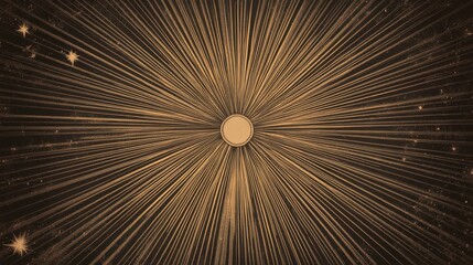 A captivating cosmic background radiating golden rays from a central point, creating an ethereal ambiance.