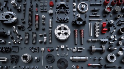Fototapeta premium 3D Illustration Showcasing Diverse Automotive Parts