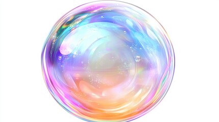 A vibrant, iridescent soap bubble showcasing a swirl of colors, creating a dreamy and whimsical effect.