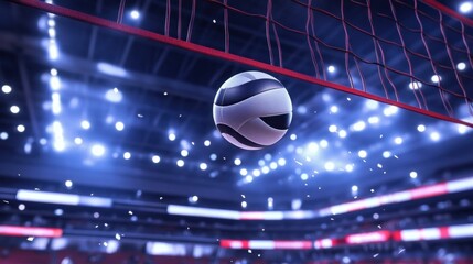 A dynamic 3D representation of a volleyball scene.