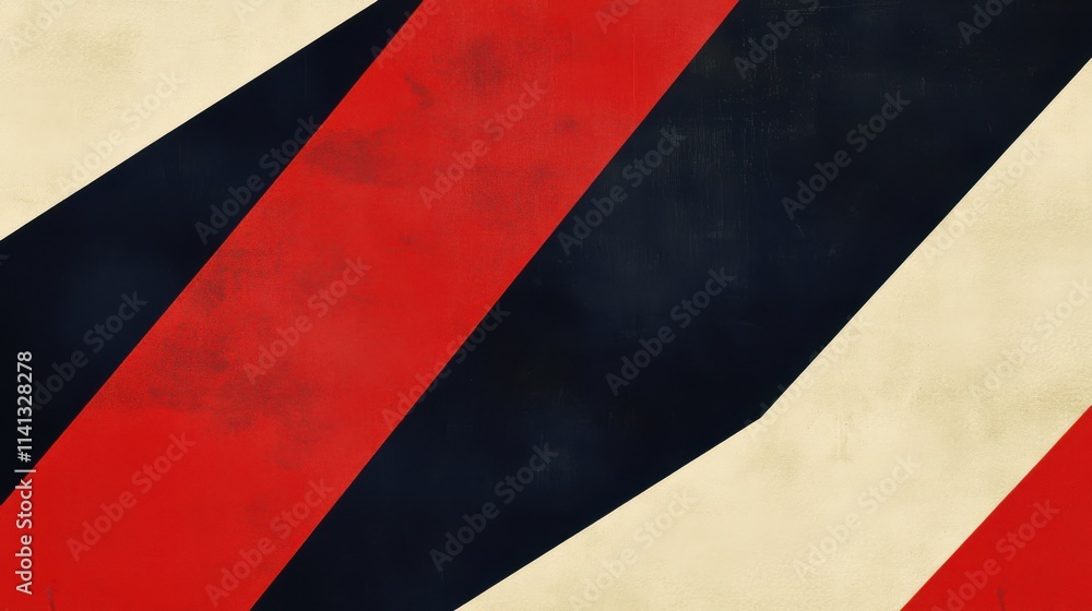 Poster abstract pattern featuring bold red, black, and cream diagonal lines creating a striking visual effe