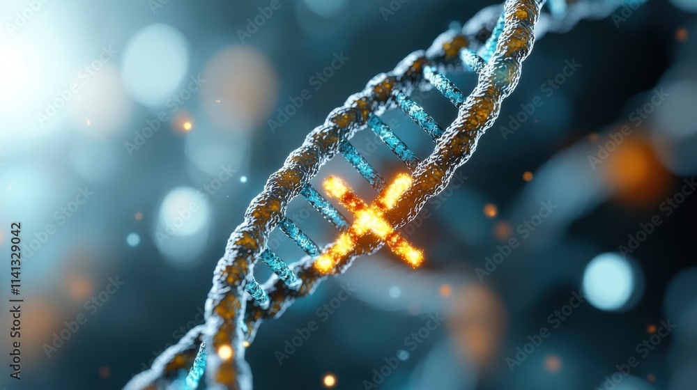 Poster glowing genetic molecule structure abstract digital art futuristic backdrop with illuminated dna hel