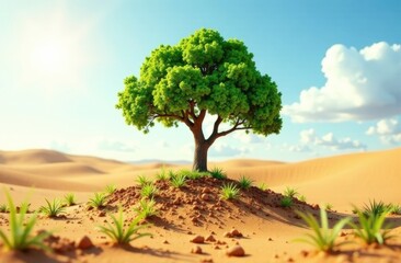 Fototapeta premium World Environment Day concept - Land restoration, desertification and drought resilience. Ecology concep. Green Planet Earth Day or Environment Day concept. Paris Agreement concept. Ecology concept.
