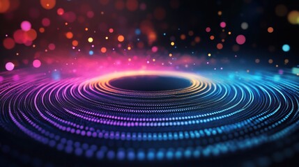 Obraz premium Colorful patterns of light and sound waves create a vibrant and dynamic atmosphere.