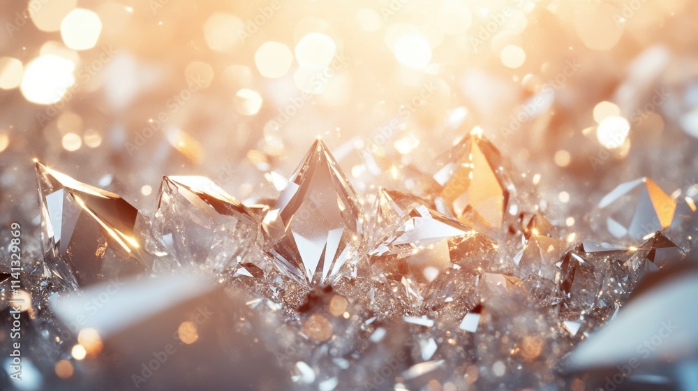 Aufkleber glimmering crystal shards reflecting warm light, creating a luxurious and enchanting atmosphere.