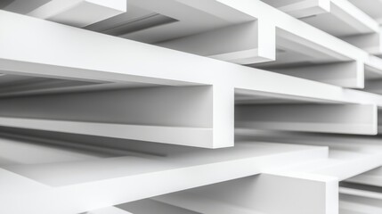 Abstract view of stacked white boards, showcasing a modern and minimalist design element.