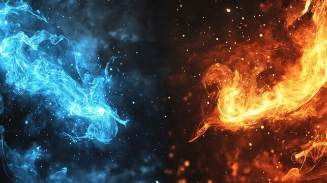 Dramatic blue and orange flame design, ideal for attracting attention in competitive sports.