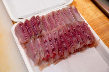 Korean traditional food. Skate sashimi