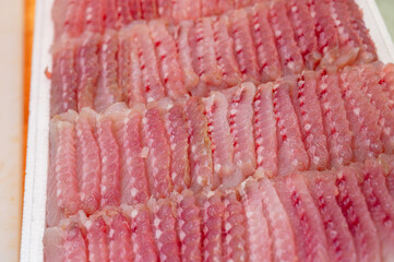 Korean traditional food. Skate sashimi