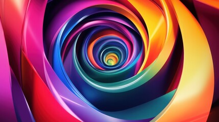 A vibrant, colorful spiral pattern featuring dynamic hues of purple, blue, and orange.