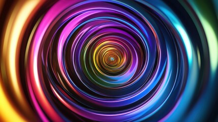 A vibrant swirl of colors creates a mesmerizing spiral effect, evoking a sense of motion and depth.