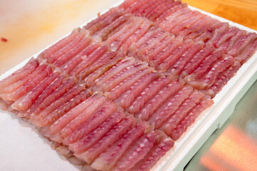 Korean traditional food. Skate sashimi