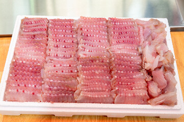 Korean traditional food. Skate sashimi